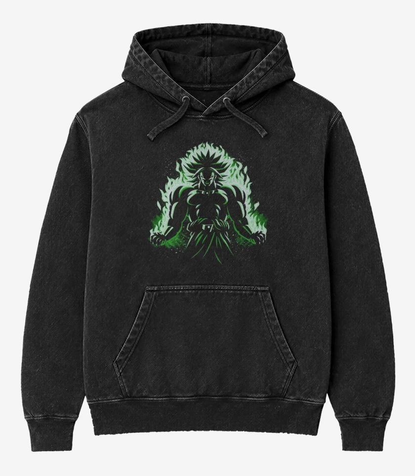 Poleron Canguro Acid Wash Negro de Broly loco 2