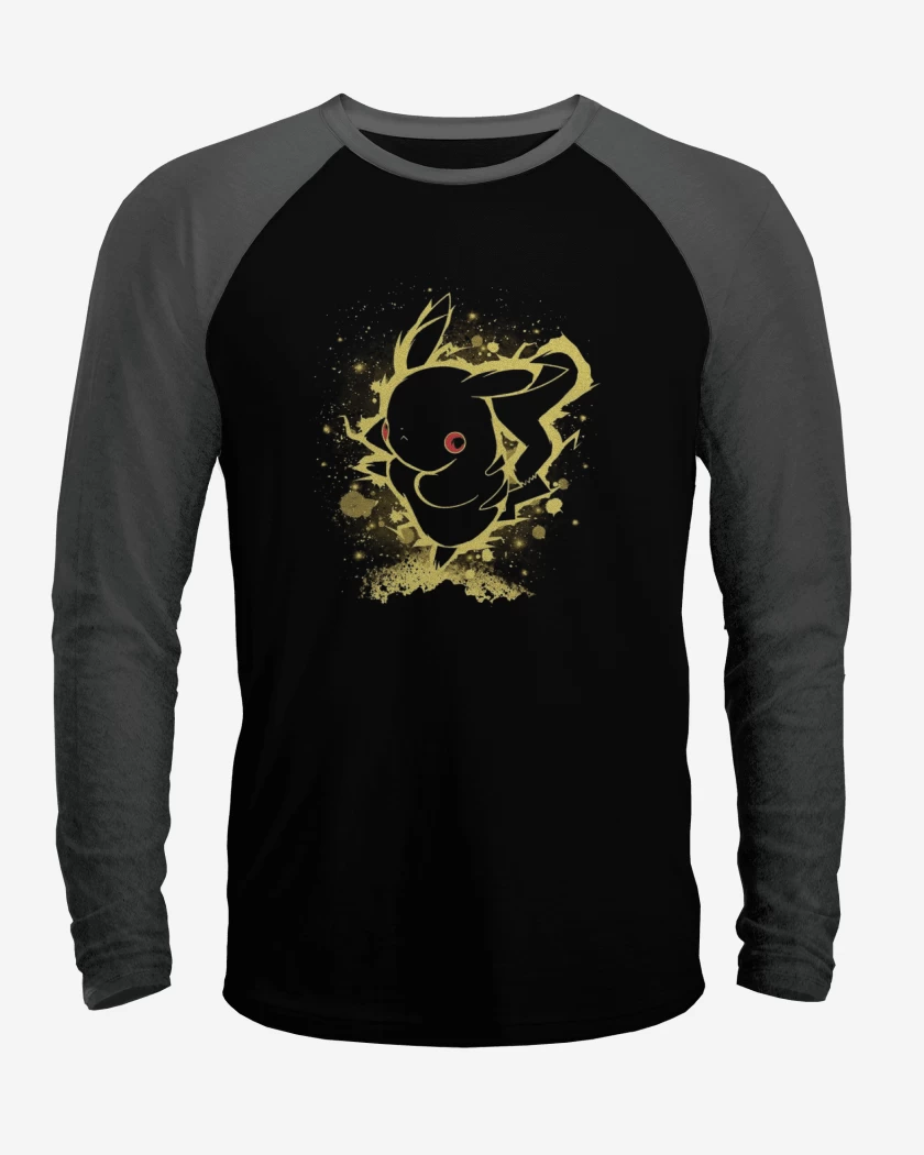 Polera Raglan Negro / Negro Heather de PikachuYellow