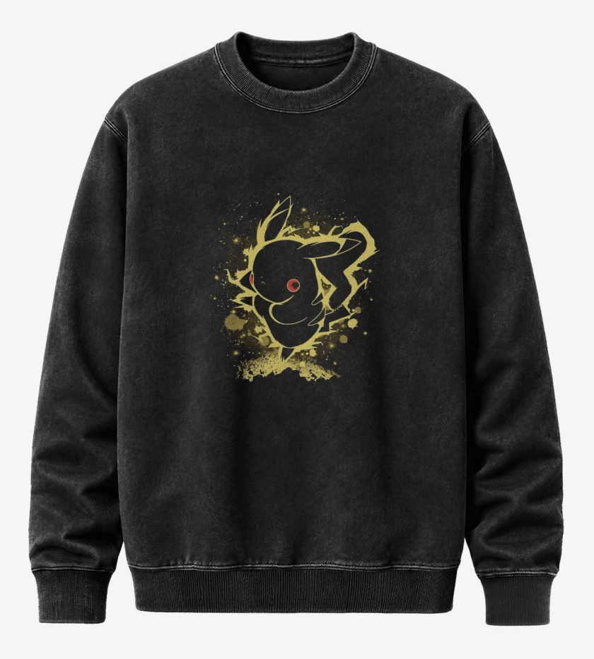 Poleron Polo Acid Wash Negro de PikachuYellow
