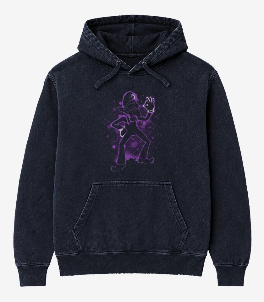 Poleron Canguro Acid Wash Azul Marino de Waluigi