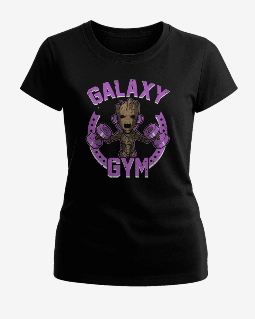 Polera de Mujer Negro de Groot Galaxy Gym