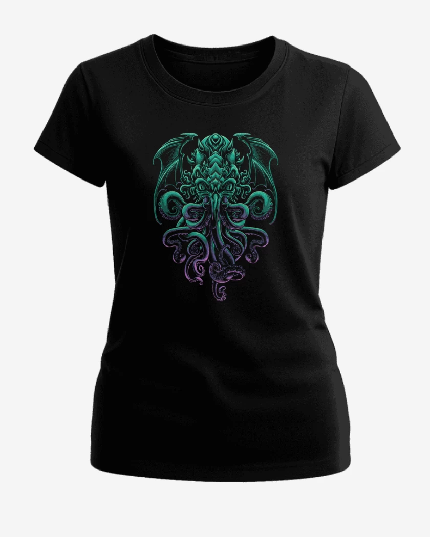Polera de Mujer Negro de Cthulhu Full