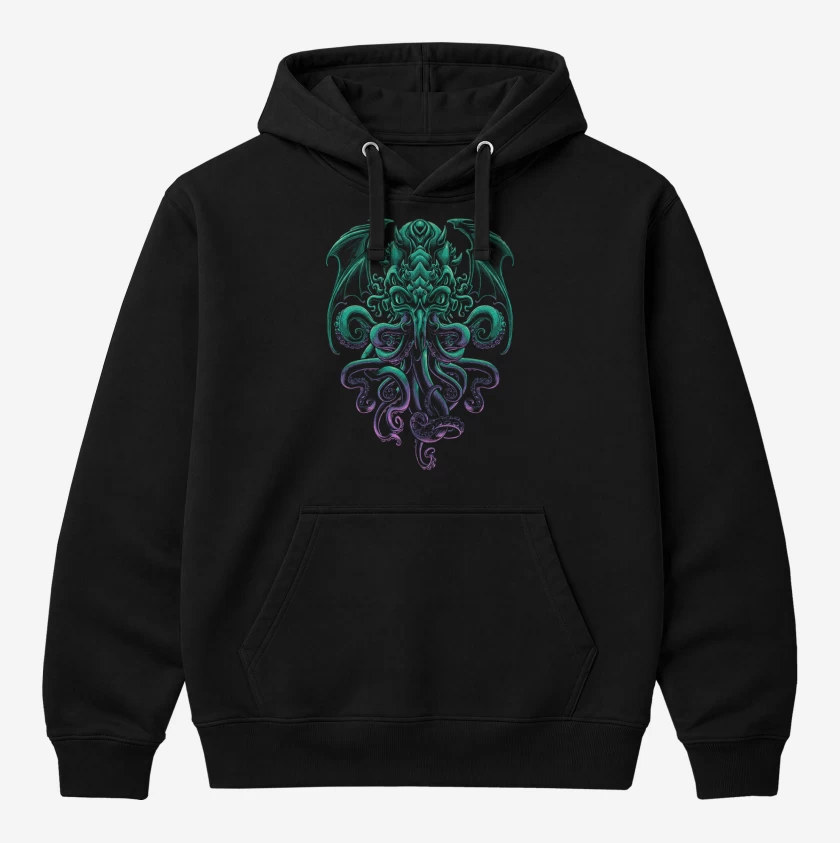 Polerón Canguro Negro de Cthulhu Full