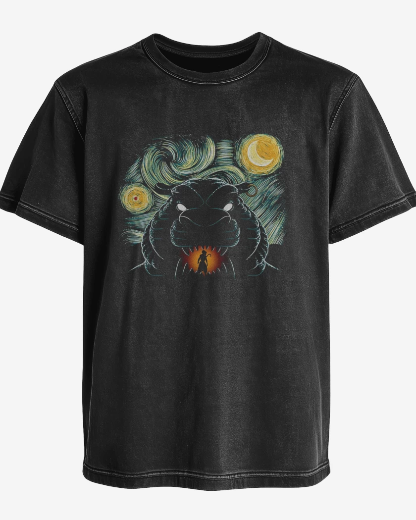 Polera desgastada Negro de Cueva Aladdin