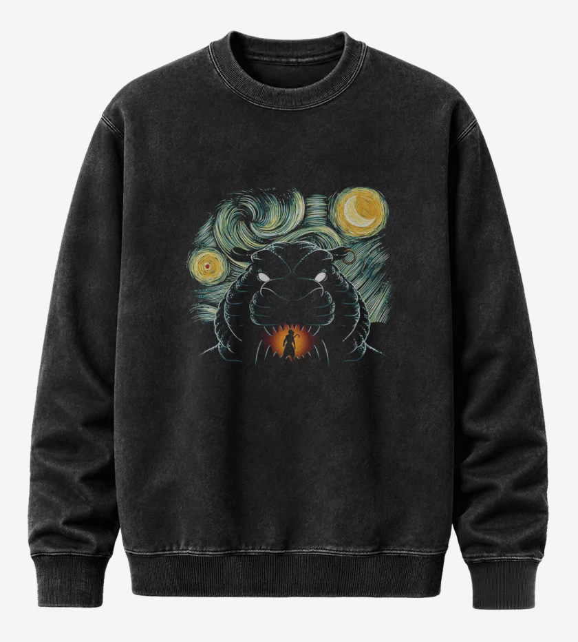 Poleron Polo Acid Wash Negro de Cueva Aladdin