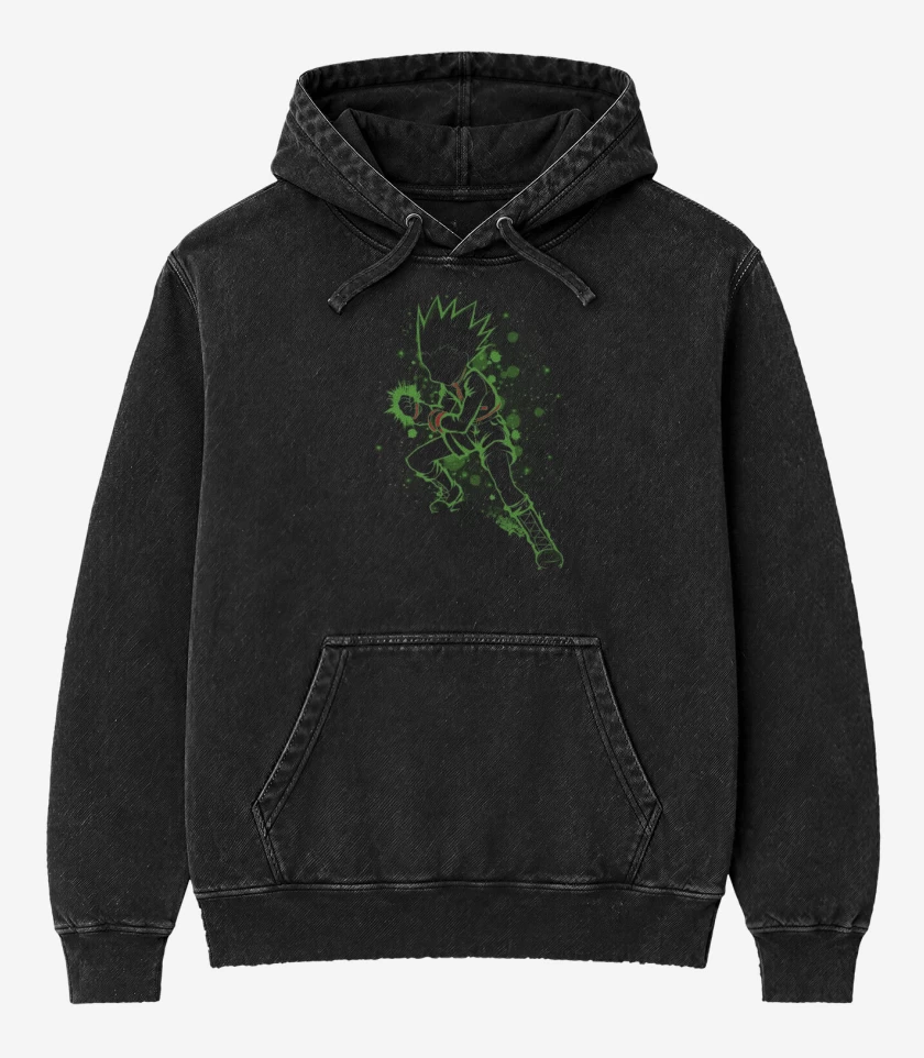 Poleron Canguro Acid Wash Negro de Gon 