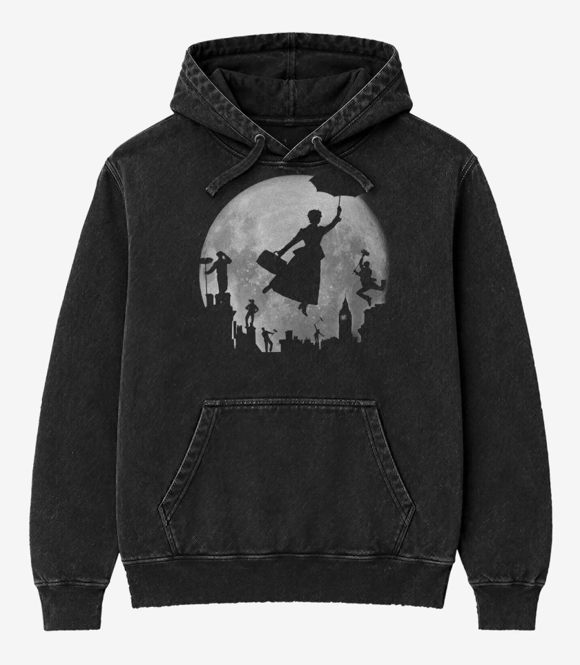 Poleron Canguro Acid Wash Negro de Mary poppin