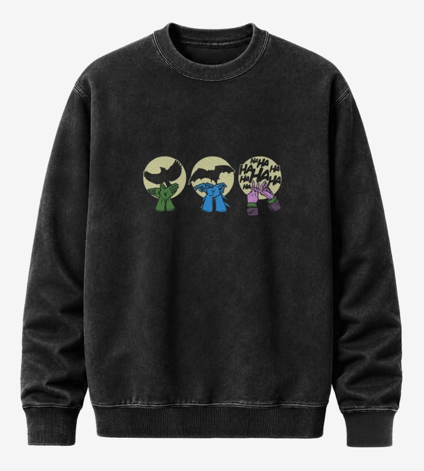 Poleron Polo Acid Wash Negro de Siluetas DC