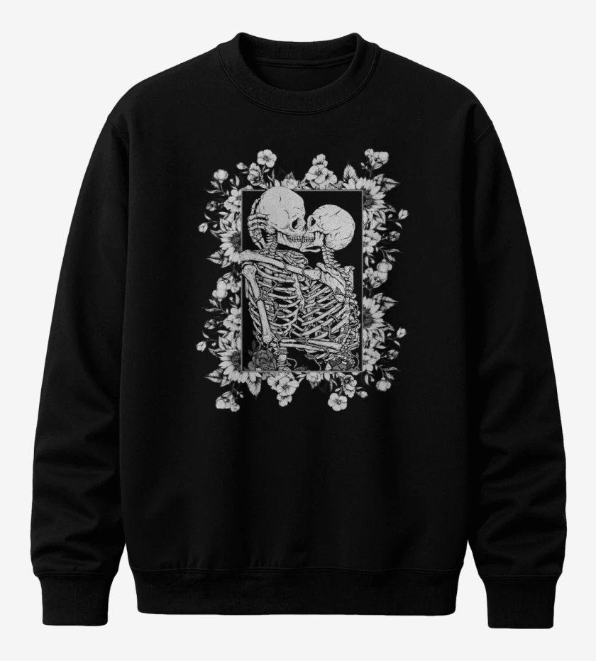 Poleron polo Beso calaveras con flores