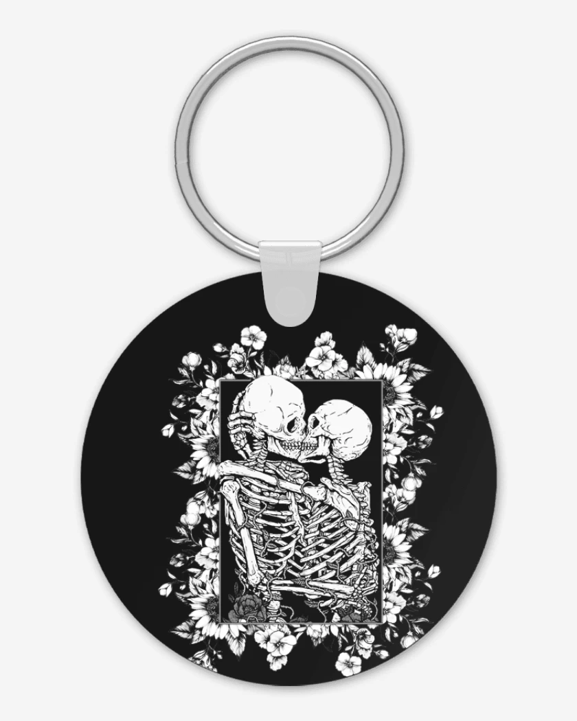Llavero Beso calaveras con flores