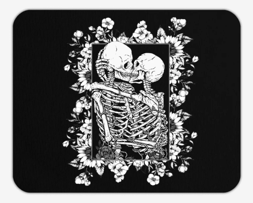 Mousepad Beso calaveras con flores
