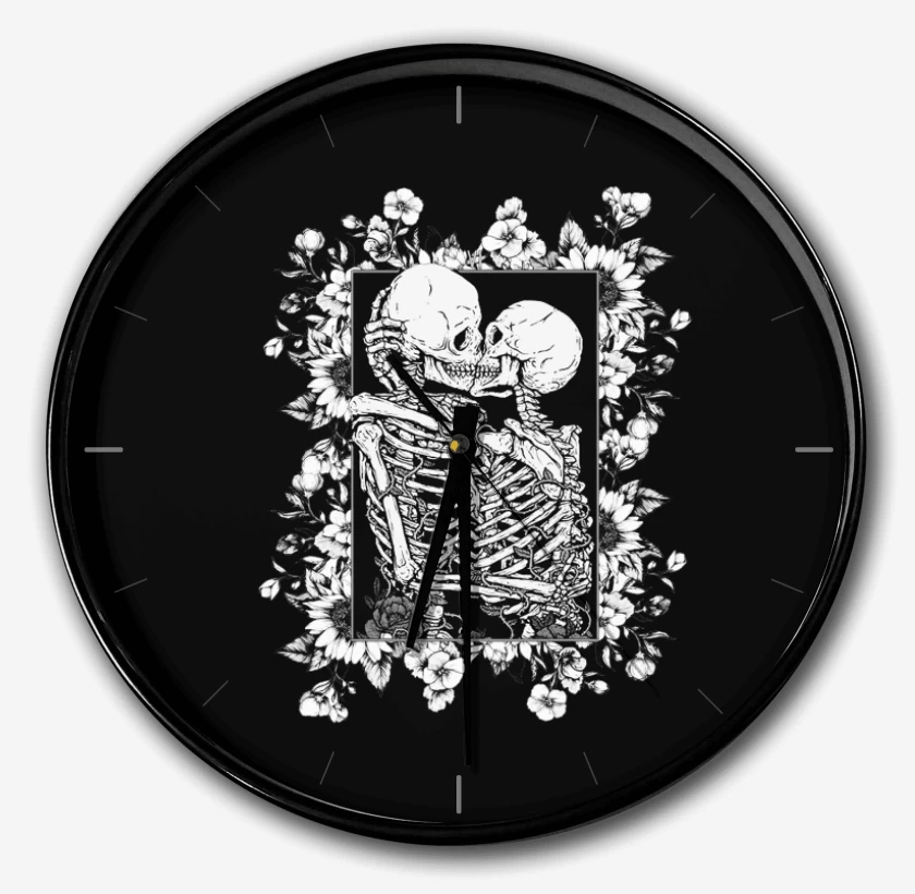 Reloj Beso calaveras con flores