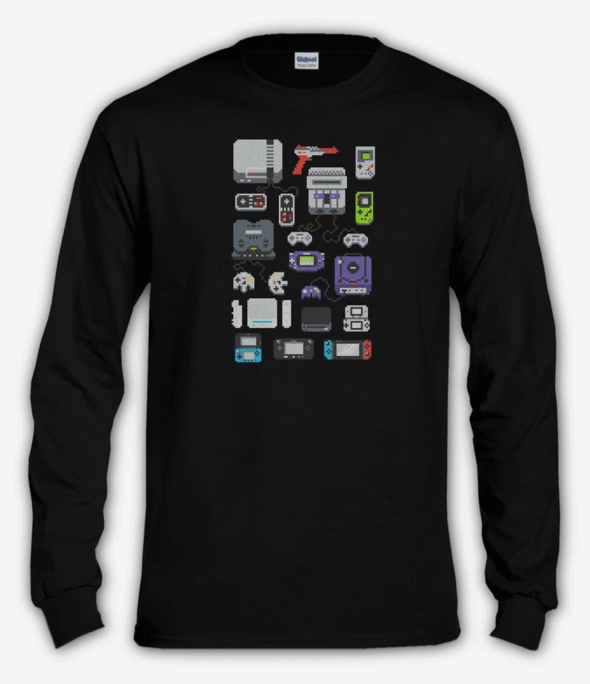 Polera manga larga Negro de consolas nintendo