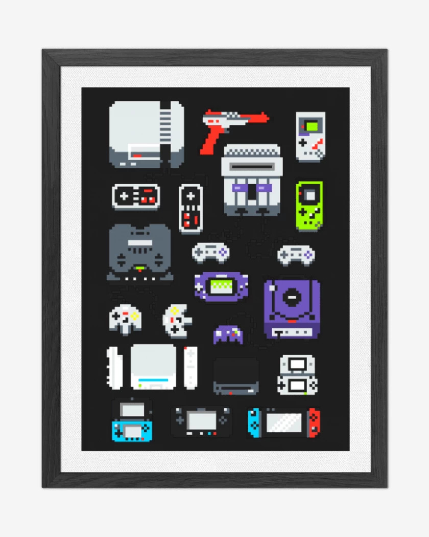 Cuadro decorativo Negro de consolas nintendo