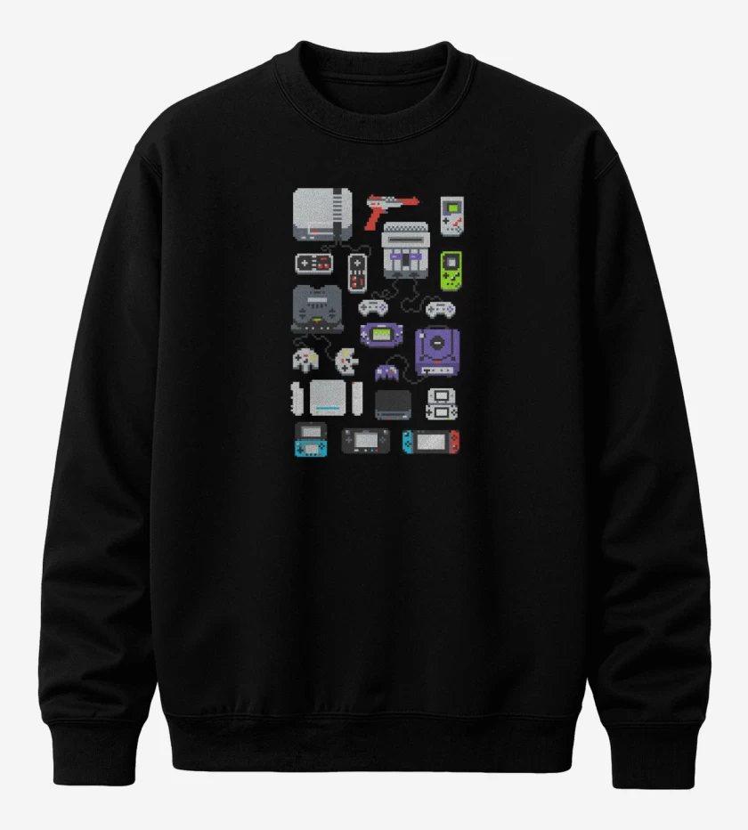 Poleron polo Negro de consolas nintendo