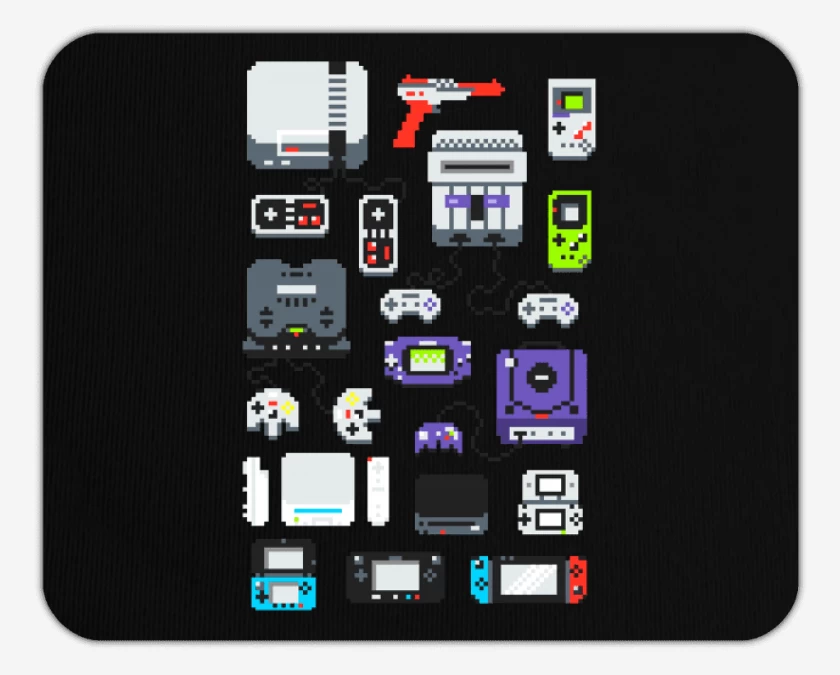 Mousepad Negro de consolas nintendo