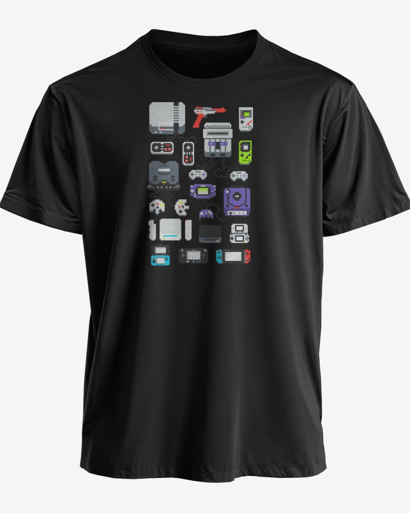 Polera premium Negro de consolas nintendo