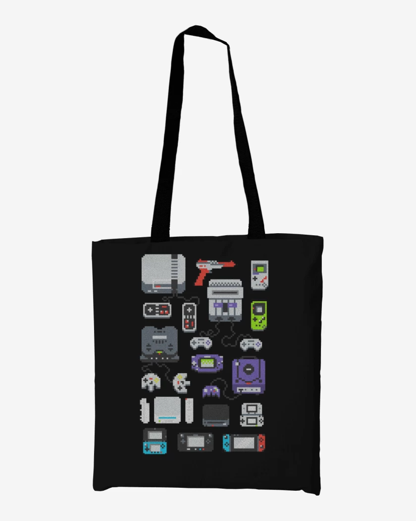 Totebag Negro de consolas nintendo