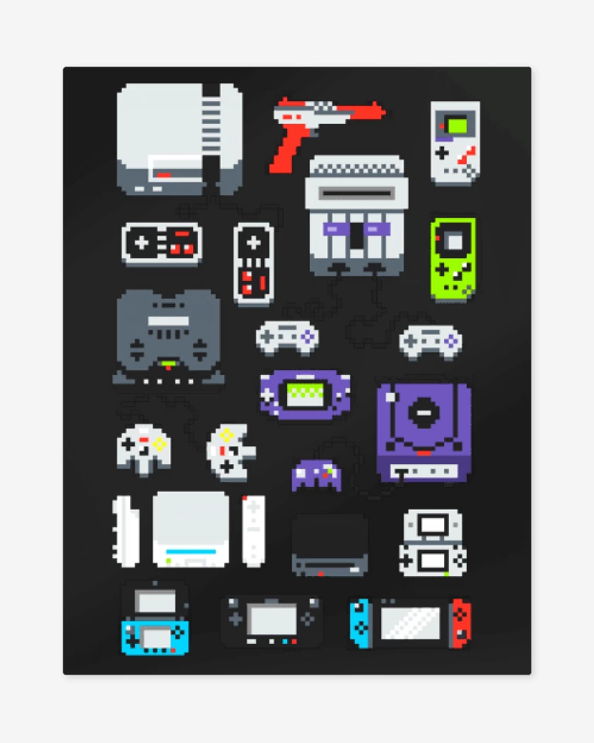 Print metalico Negro de consolas nintendo