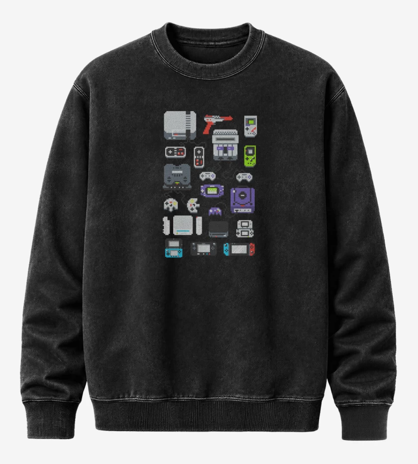 Poleron Polo Acid Wash Negro de consolas nintendo