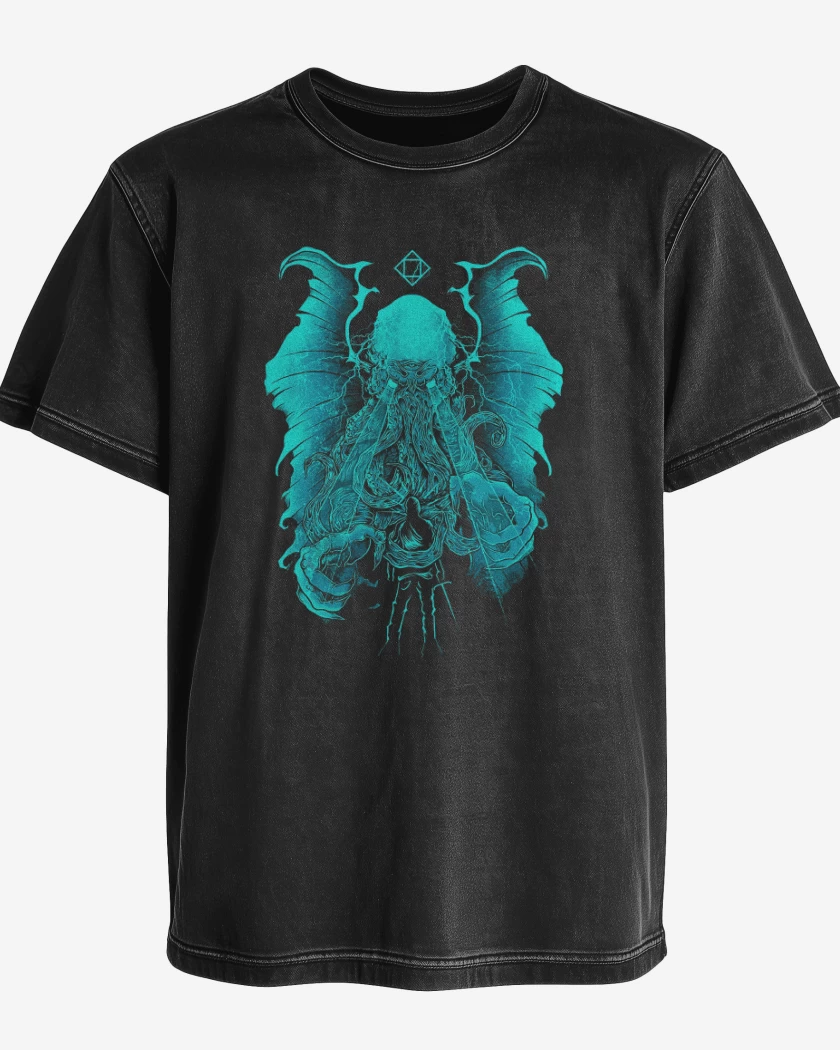 Polera desgastada Negro de El cthulhu