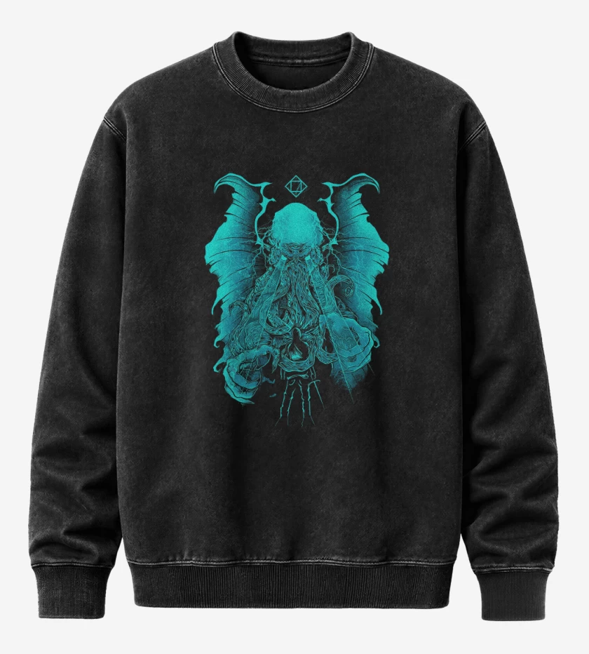 Poleron Polo Acid Wash Negro de El cthulhu