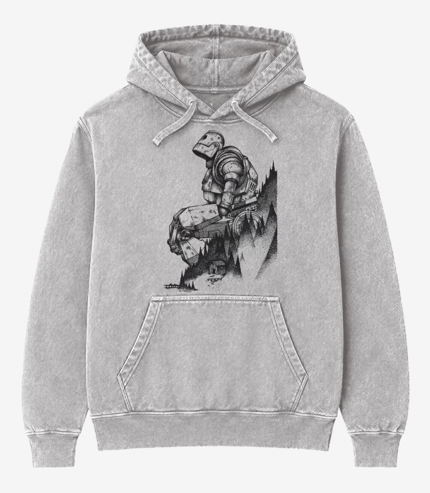 Poleron Canguro Acid Wash Gris Melange de el gigante de hierro