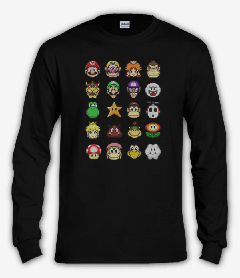 Polera manga larga el tio del bigote en 8 bits