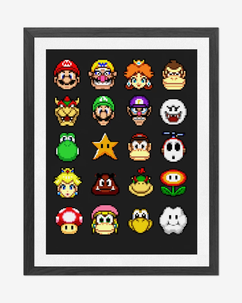 Cuadro decorativo el tio del bigote en 8 bits