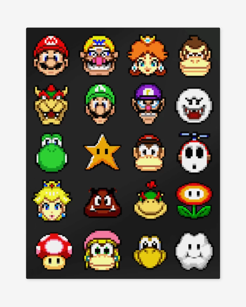 Print metalico el tio del bigote en 8 bits