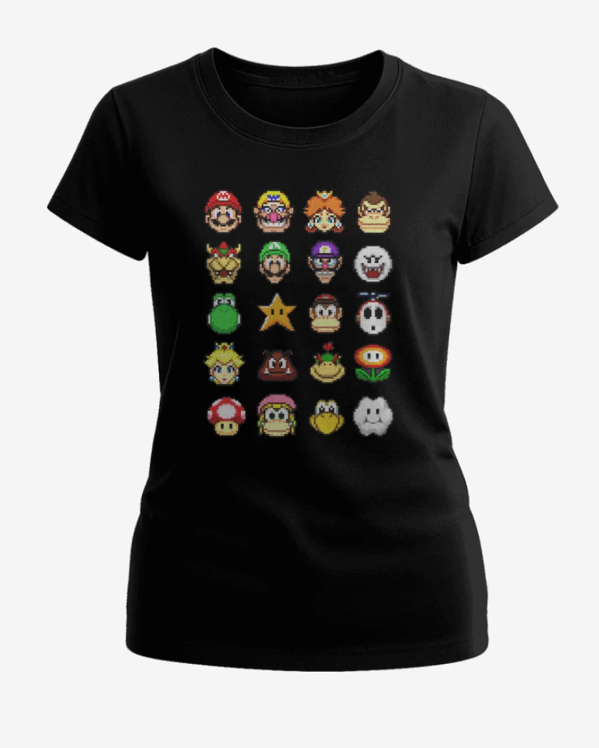 Polera de Mujer el tio del bigote en 8 bits