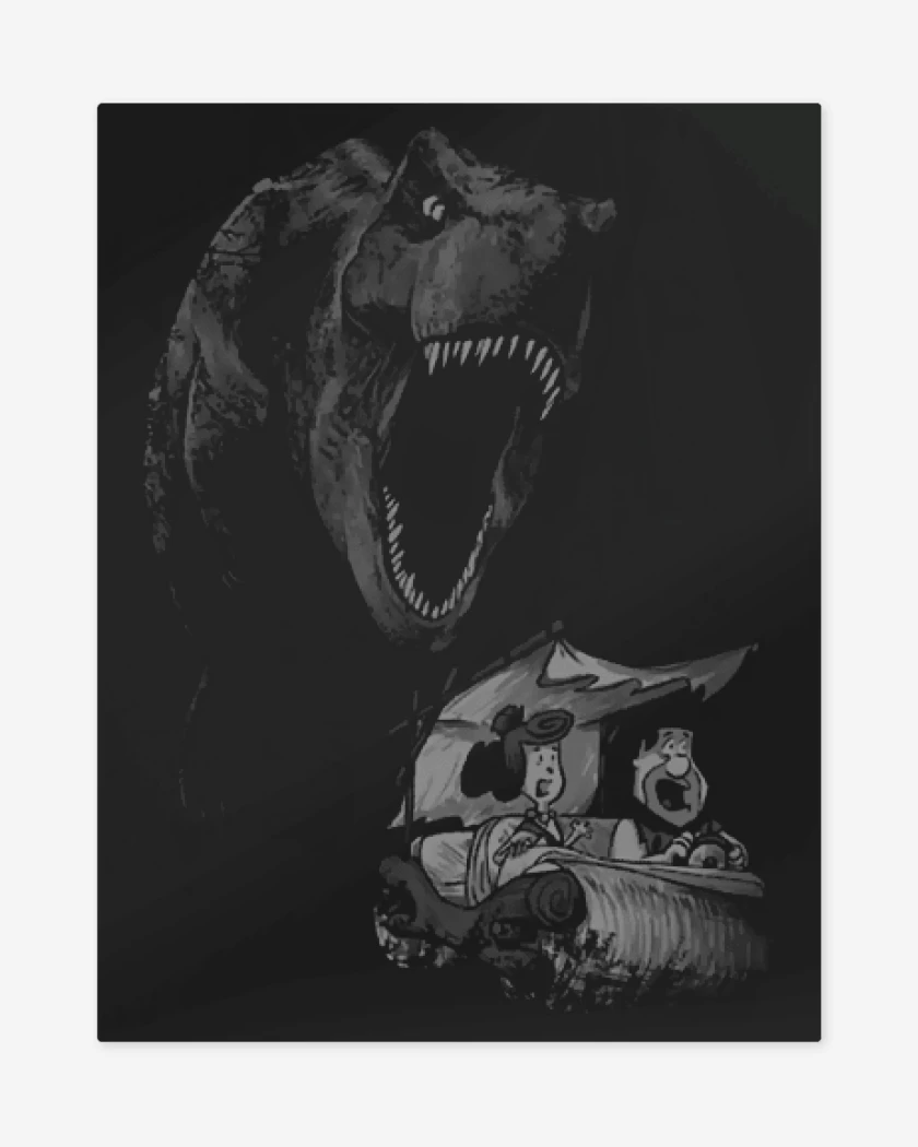Print metalico Negro de PICAPIEDRAS VS REX 