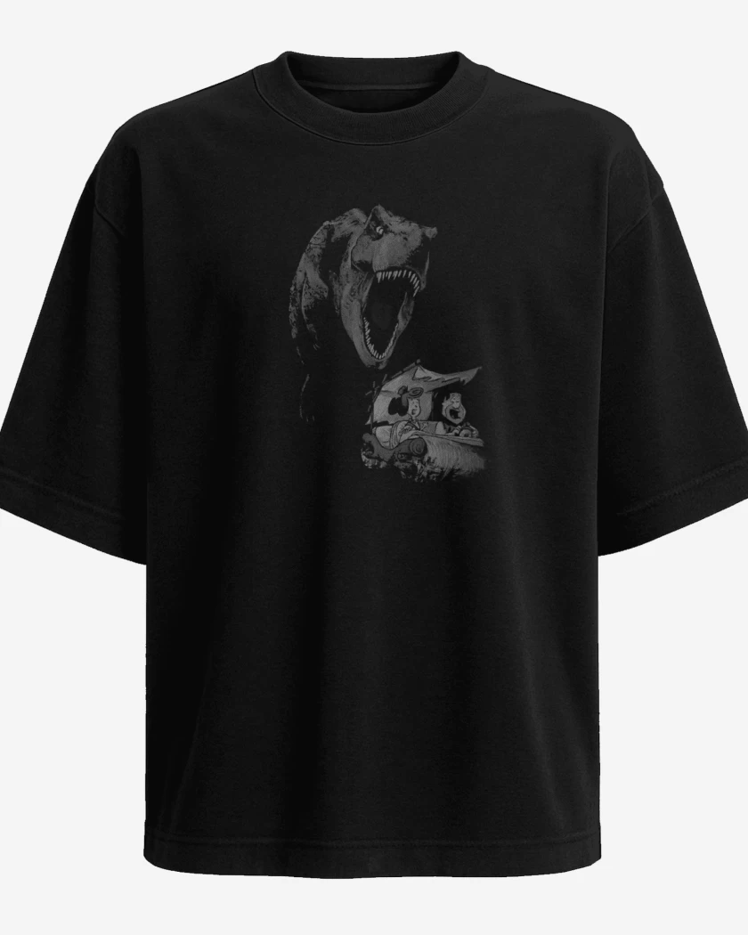 Polera Oversize Negro de PICAPIEDRAS VS REX 