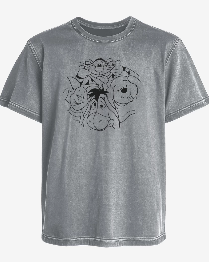 Polera desgastada Gris Melange de Pooh 