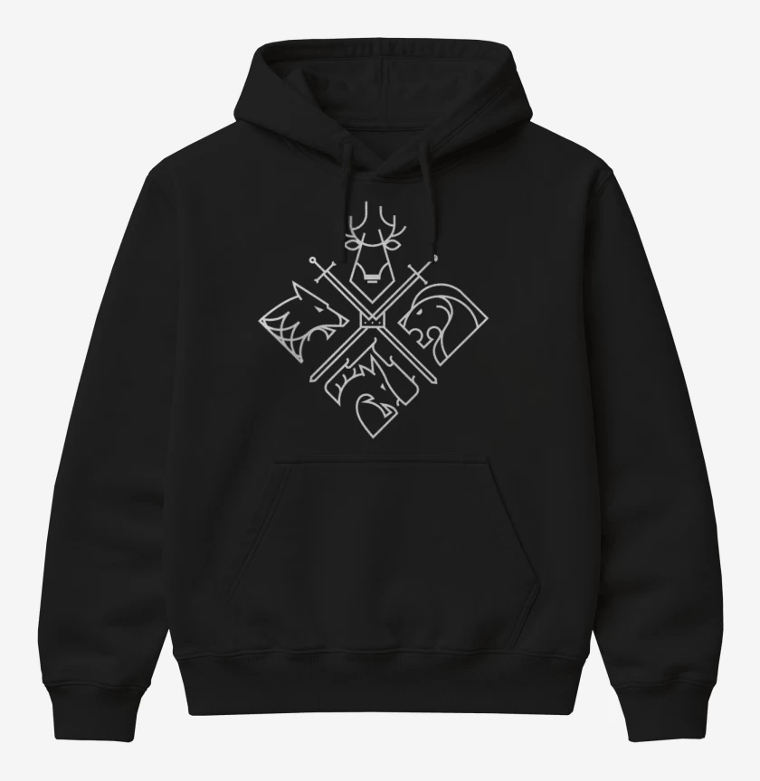 Poleron Canguro básico Negro de Game of thrones minimal