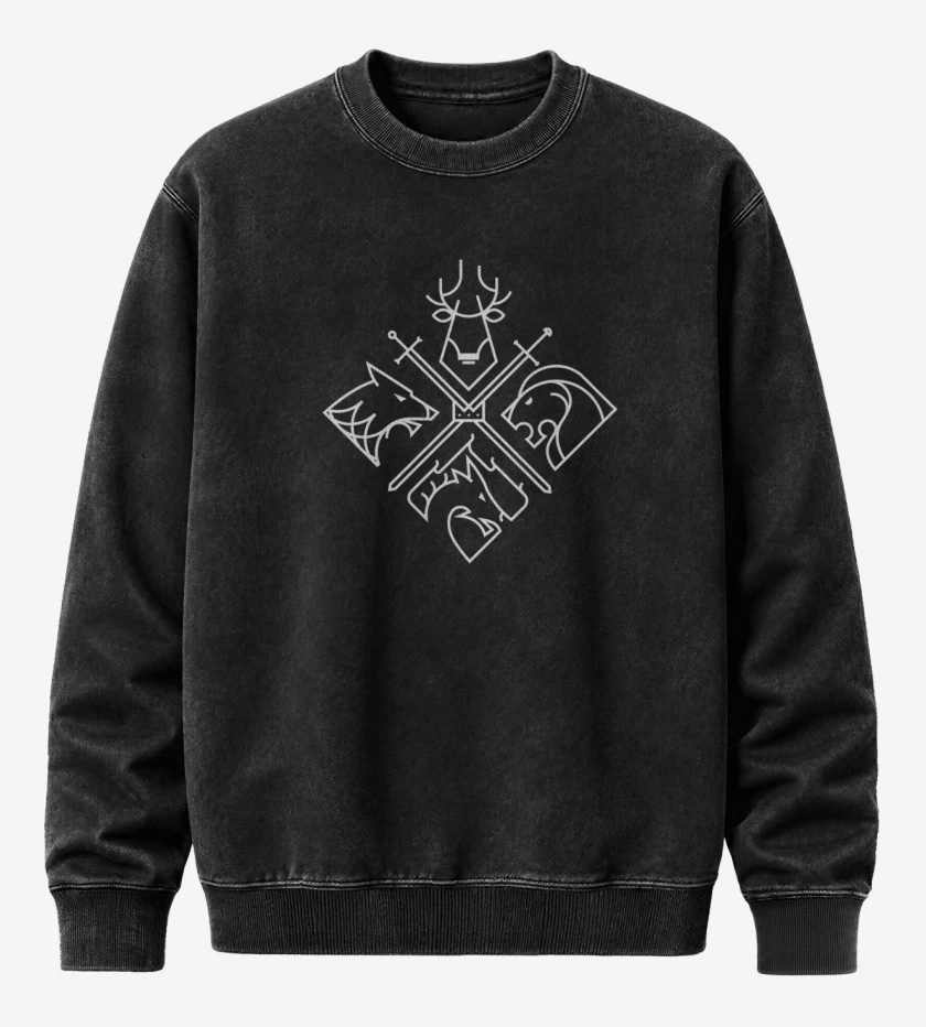 Poleron Polo Acid Wash Negro de Game of thrones minimal