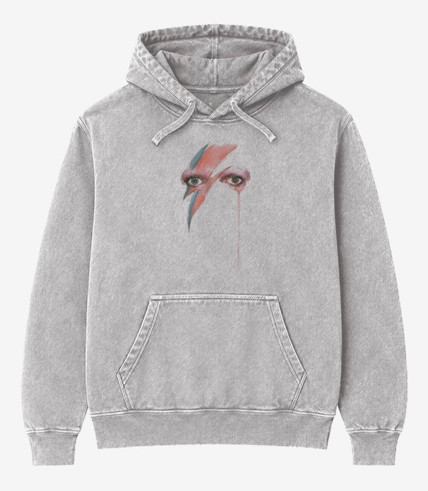 Poleron Canguro Acid Wash Gris Melange de Bowie eyes 