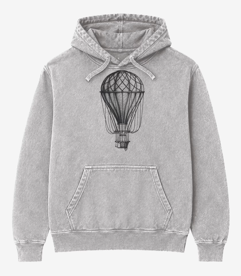 Poleron Canguro Acid Wash Gris Melange de Globo 