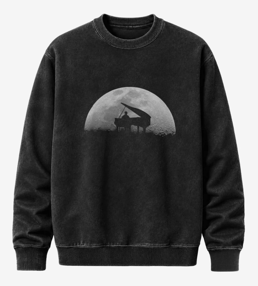 Poleron Polo Acid Wash Negro de PIANO LUNA