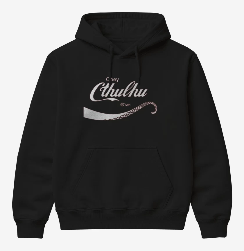 Poleron Canguro básico Negro de Cthulhu cola