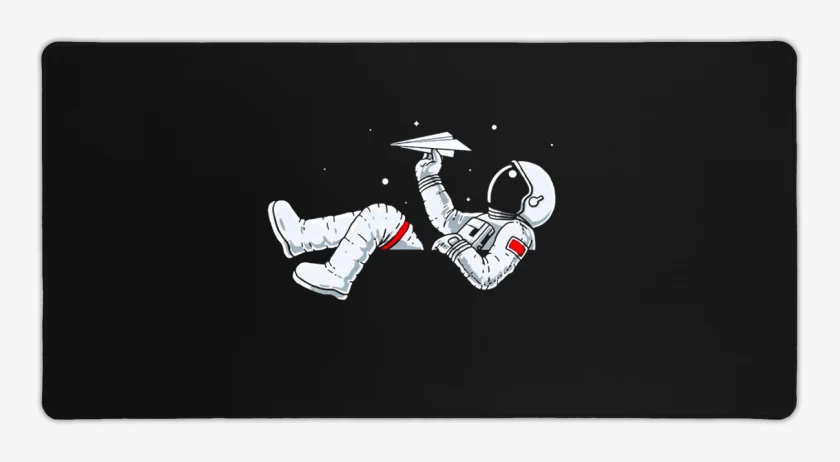 Mouse pad Gamer Negro de Astronauta avion de papel 