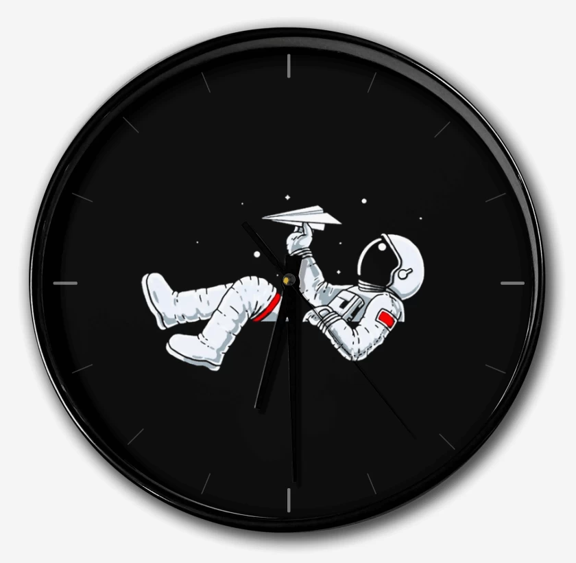 Reloj Negro de Astronauta avion de papel 
