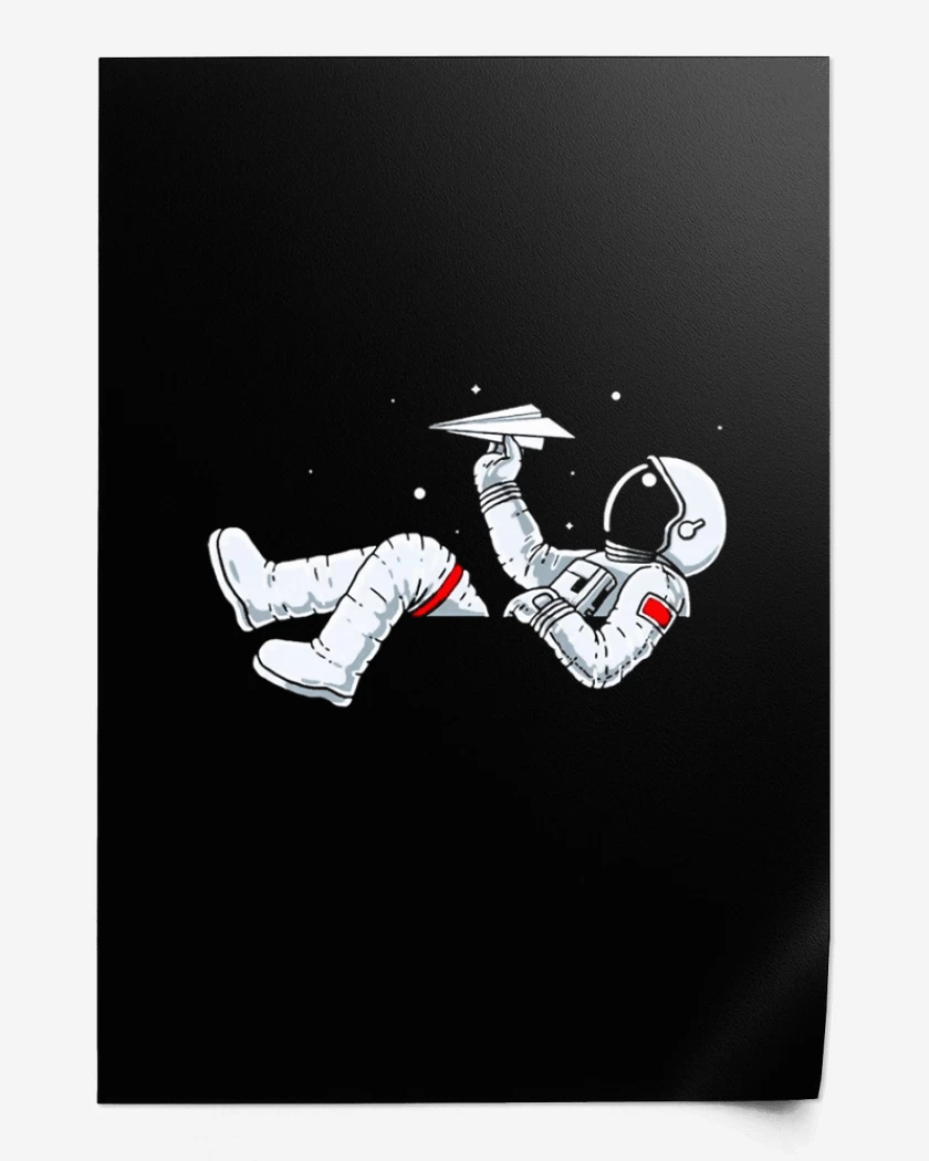 Print Negro de Astronauta avion de papel 