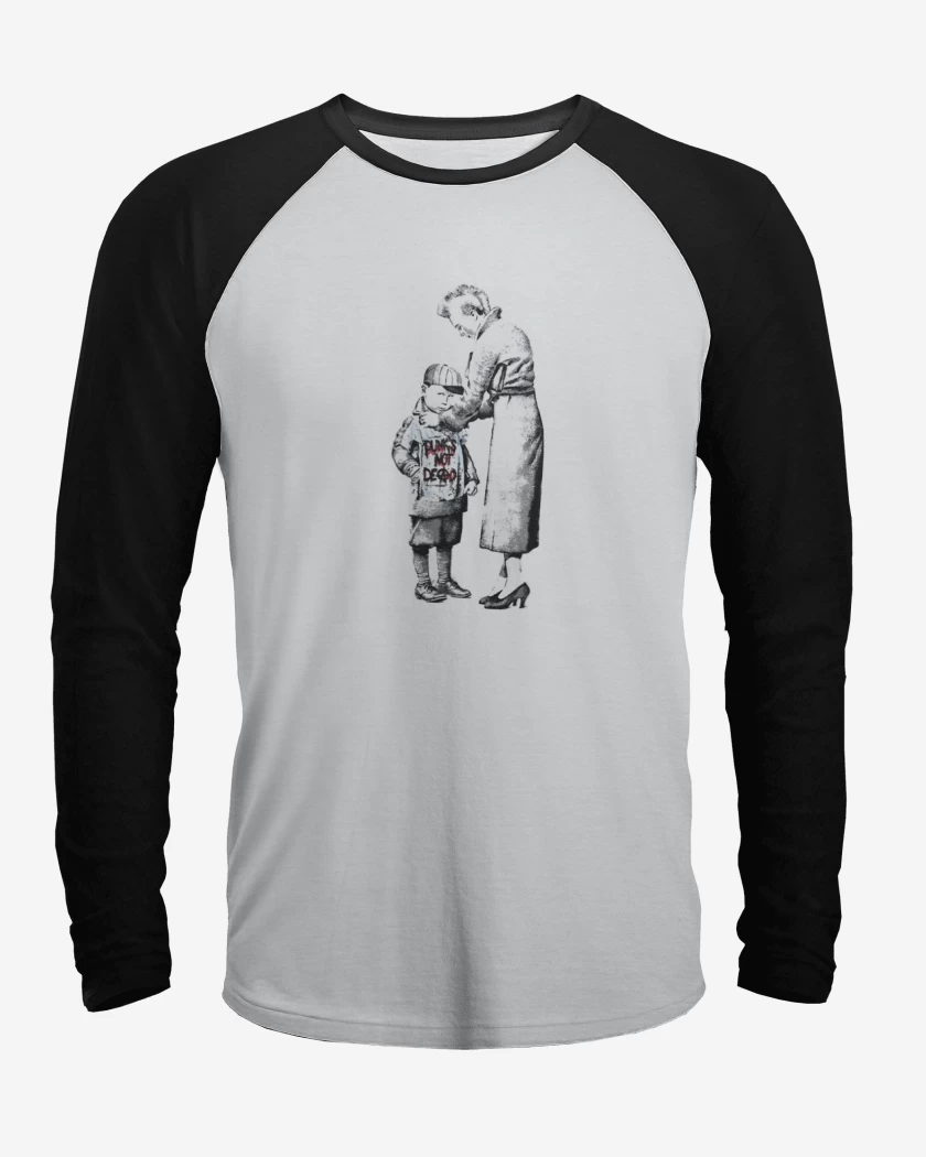 Polera Raglan Blanco / Negro de punks not dead 