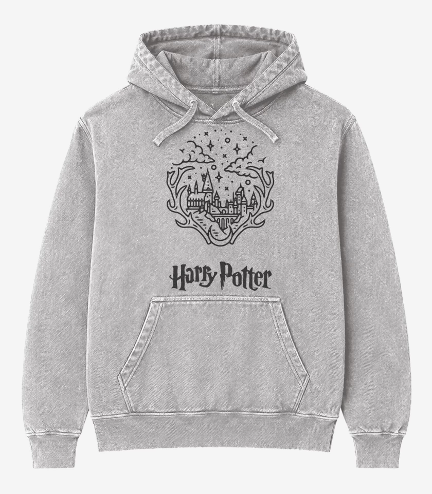 Poleron Canguro Acid Wash Gris Melange de Harry potter 2