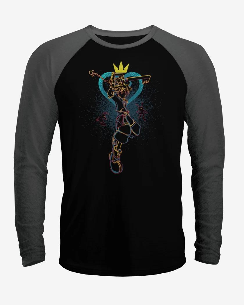 Polera Raglan Negro / Negro Heather de Kingdom hearts 6