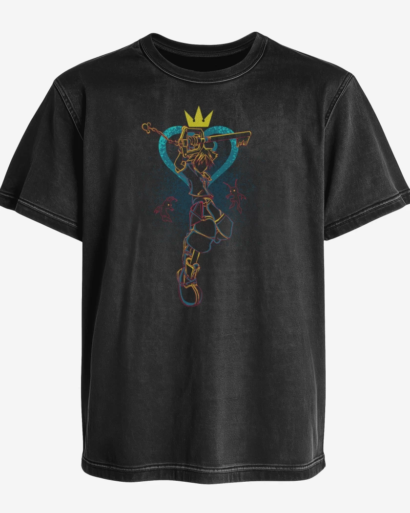 Polera desgastada Negro de Kingdom hearts 6