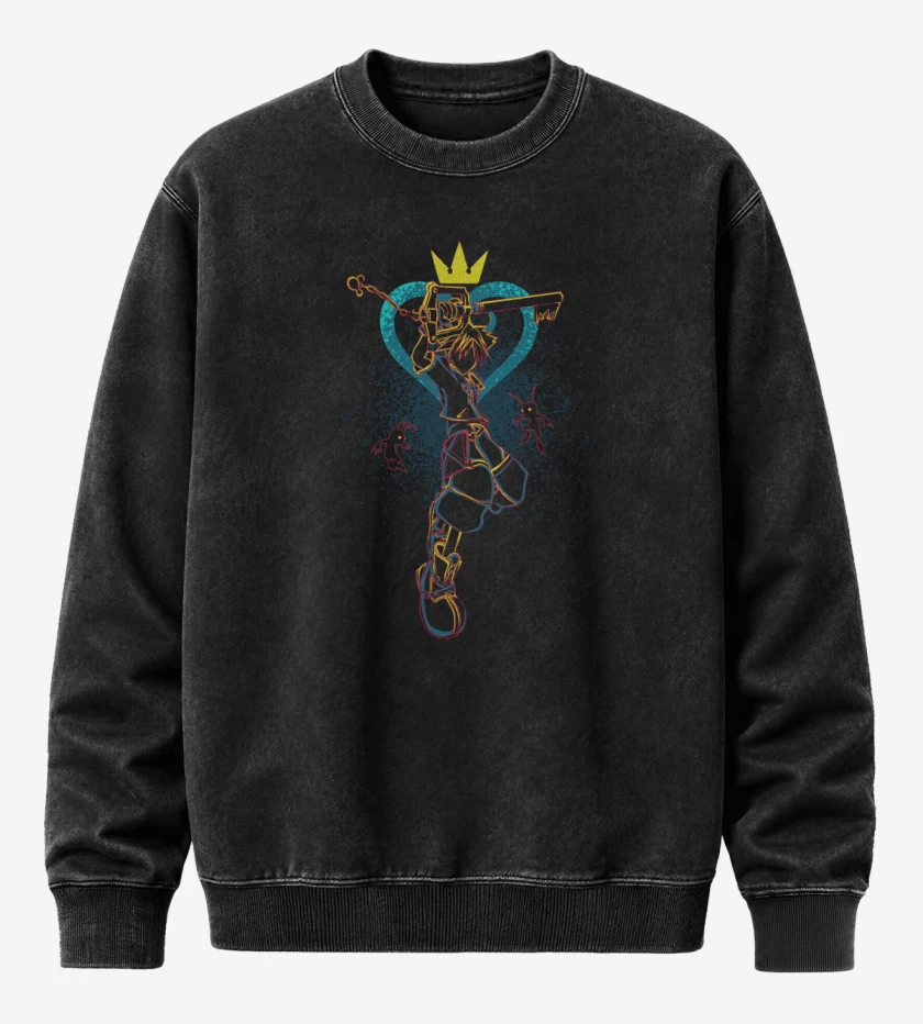 Poleron Polo Acid Wash Negro de Kingdom hearts 6