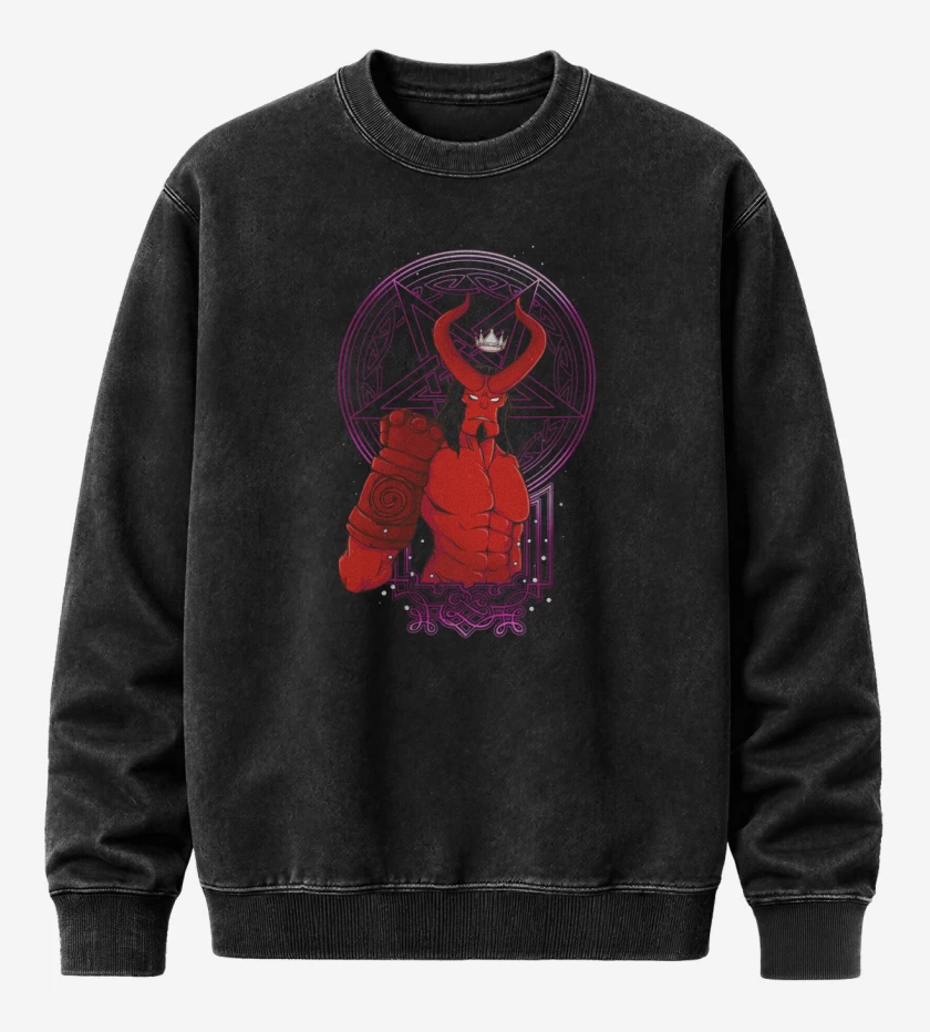 Poleron Polo Acid Wash Negro de Hellboy