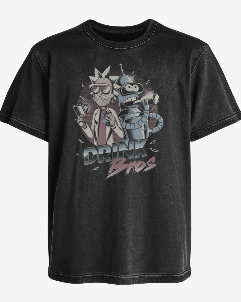 Polera desgastada Negro de Rick and bender